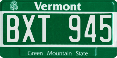 VT license plate BXT945