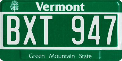 VT license plate BXT947