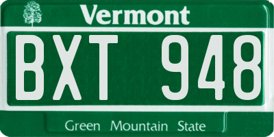 VT license plate BXT948