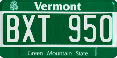 VT license plate BXT950