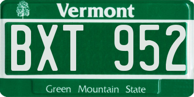 VT license plate BXT952