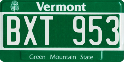 VT license plate BXT953