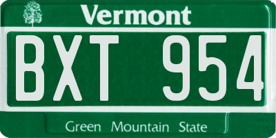 VT license plate BXT954