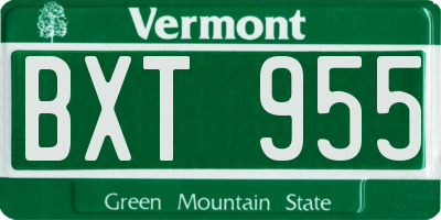 VT license plate BXT955