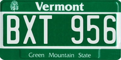 VT license plate BXT956