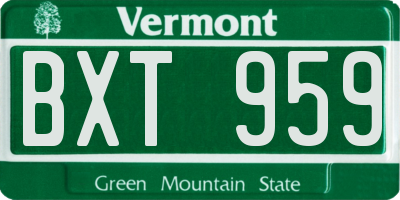 VT license plate BXT959