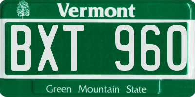 VT license plate BXT960