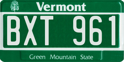 VT license plate BXT961