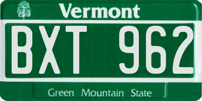 VT license plate BXT962