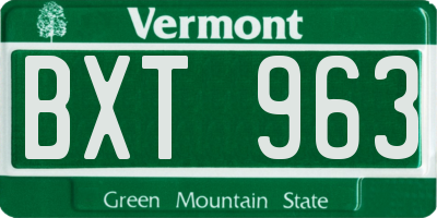 VT license plate BXT963