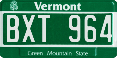 VT license plate BXT964