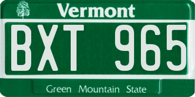 VT license plate BXT965
