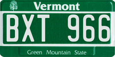 VT license plate BXT966