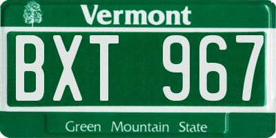 VT license plate BXT967