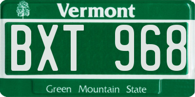 VT license plate BXT968