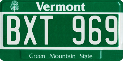 VT license plate BXT969