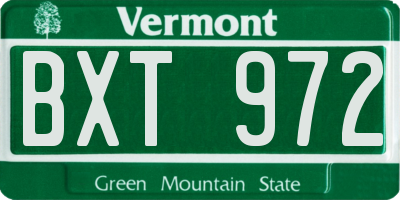 VT license plate BXT972