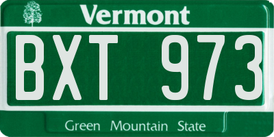 VT license plate BXT973