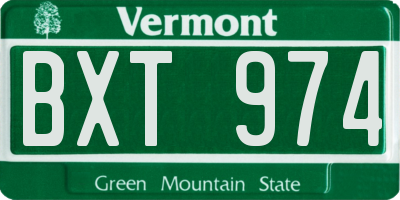 VT license plate BXT974