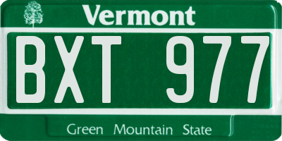 VT license plate BXT977