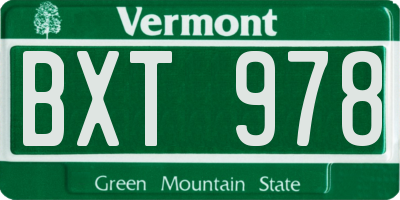 VT license plate BXT978