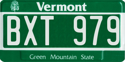 VT license plate BXT979