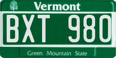 VT license plate BXT980