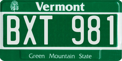 VT license plate BXT981