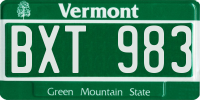 VT license plate BXT983
