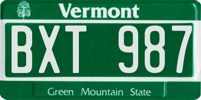 VT license plate BXT987