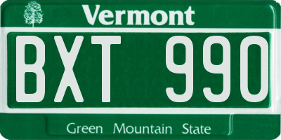 VT license plate BXT990