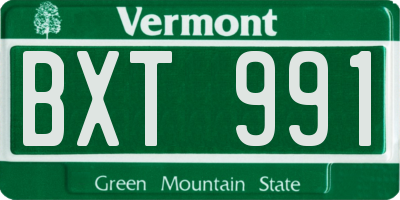 VT license plate BXT991
