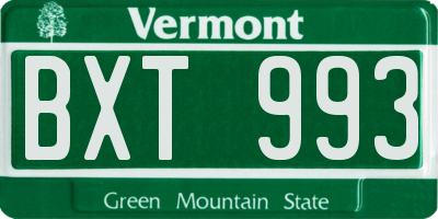 VT license plate BXT993