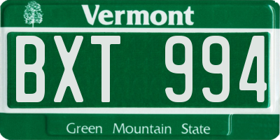 VT license plate BXT994