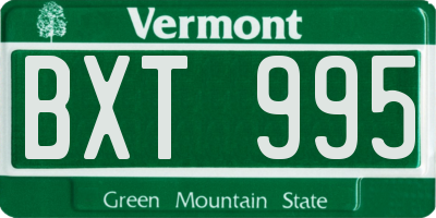 VT license plate BXT995
