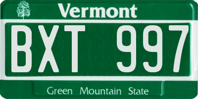 VT license plate BXT997