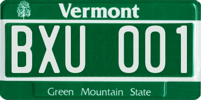 VT license plate BXU001