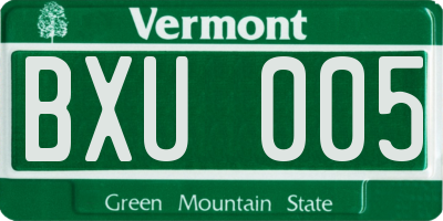 VT license plate BXU005