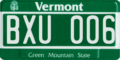 VT license plate BXU006