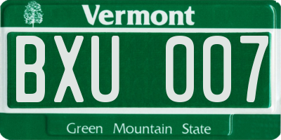 VT license plate BXU007