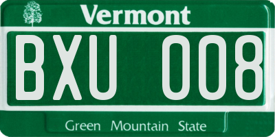 VT license plate BXU008
