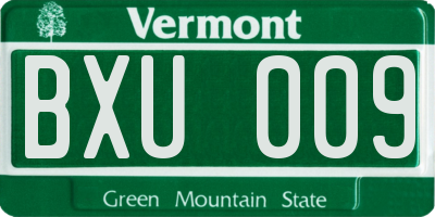 VT license plate BXU009