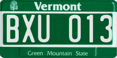 VT license plate BXU013
