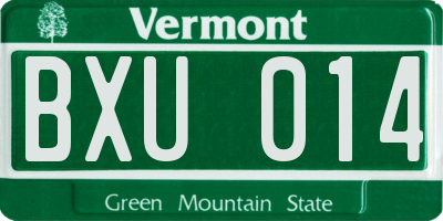 VT license plate BXU014