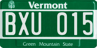 VT license plate BXU015