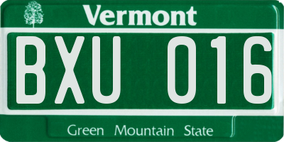 VT license plate BXU016