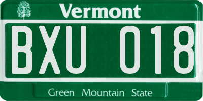 VT license plate BXU018