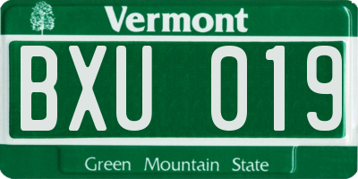 VT license plate BXU019