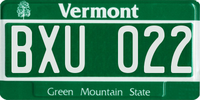 VT license plate BXU022