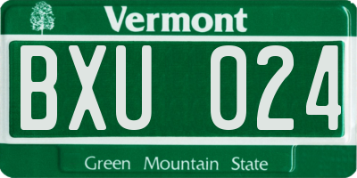 VT license plate BXU024